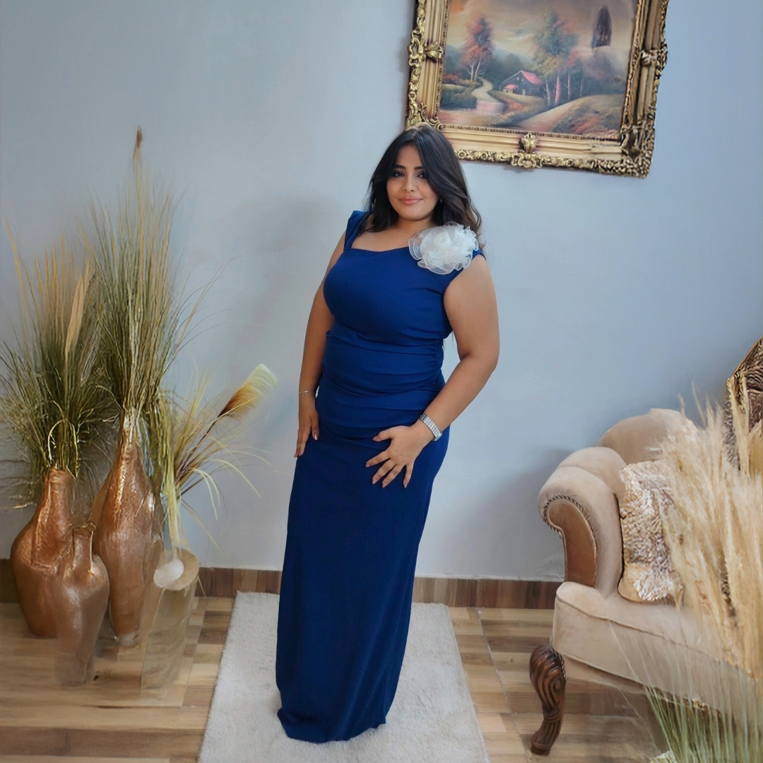 Evening Dress with White Floral