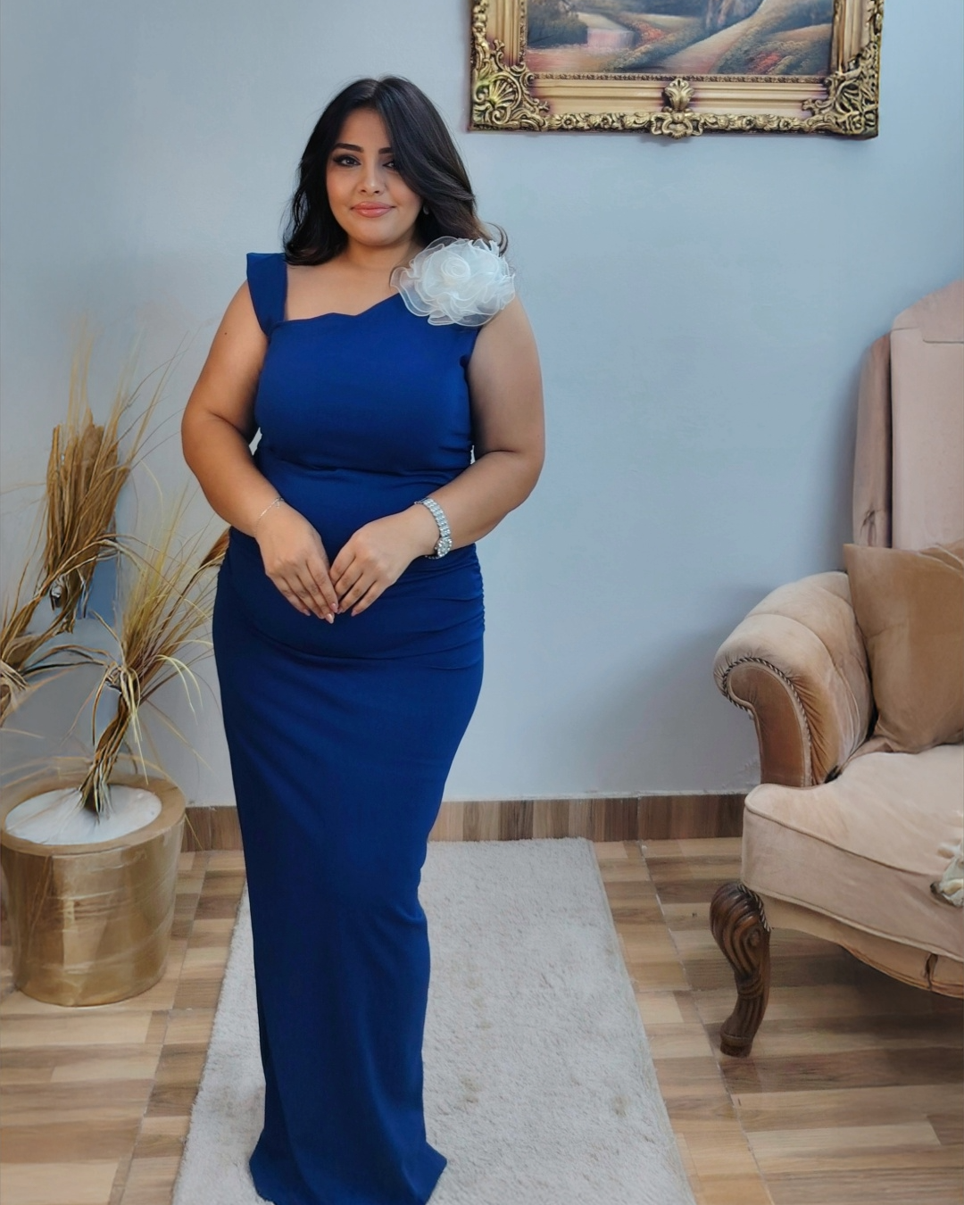 Evening Dress with White Floral