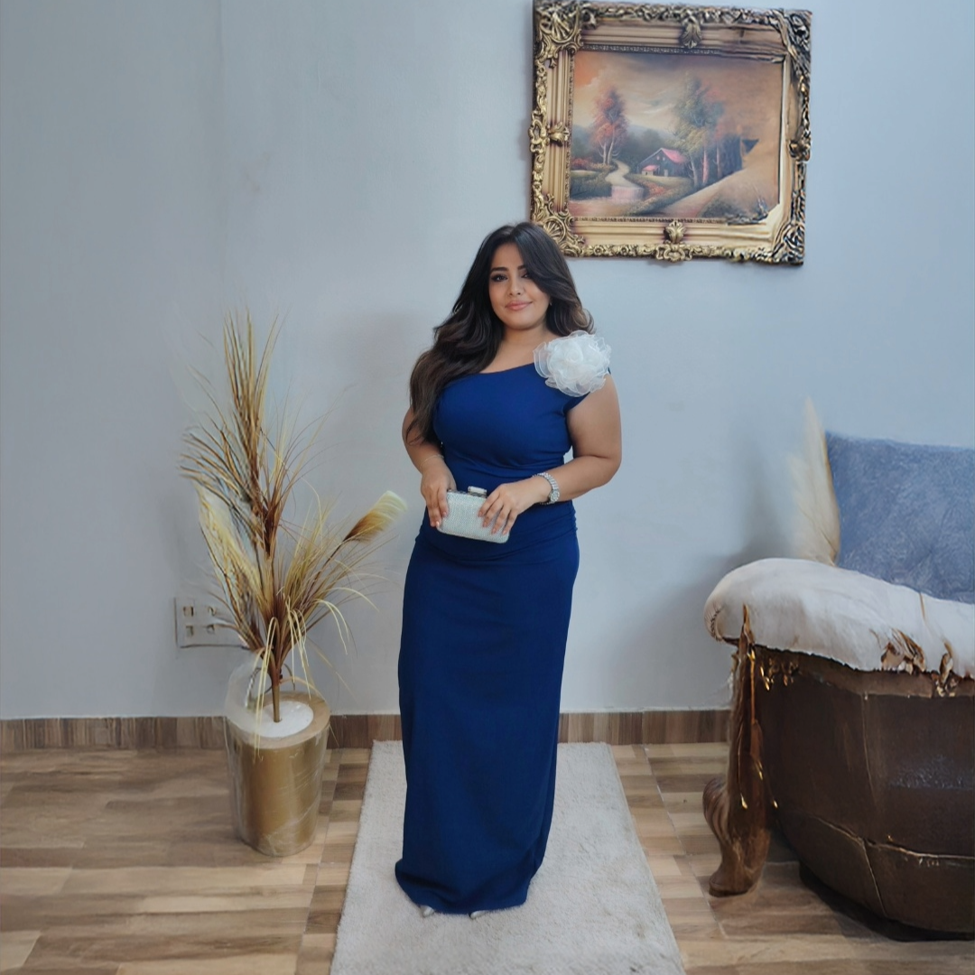 Evening Dress with White Floral