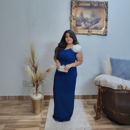 Evening Dress with White Floral