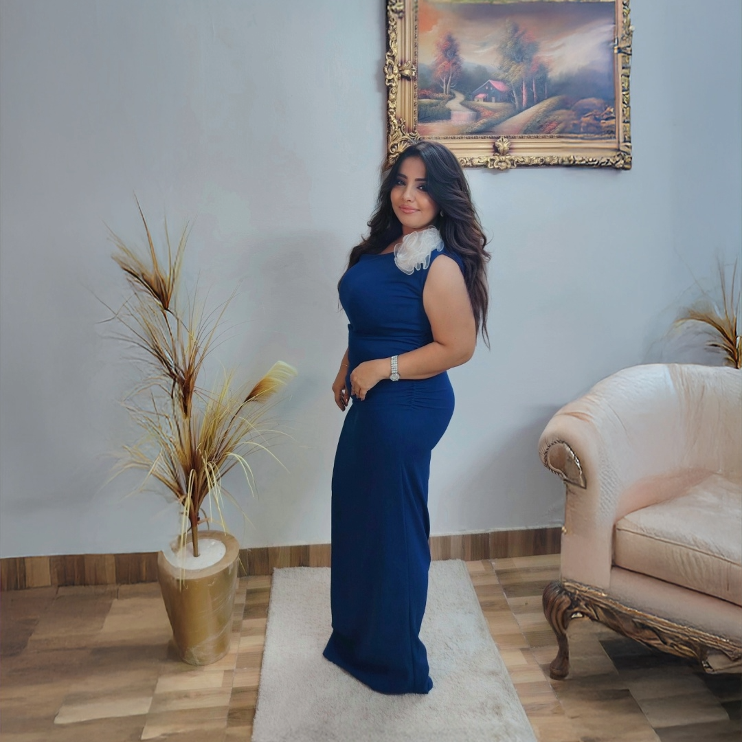 Evening Dress with White Floral