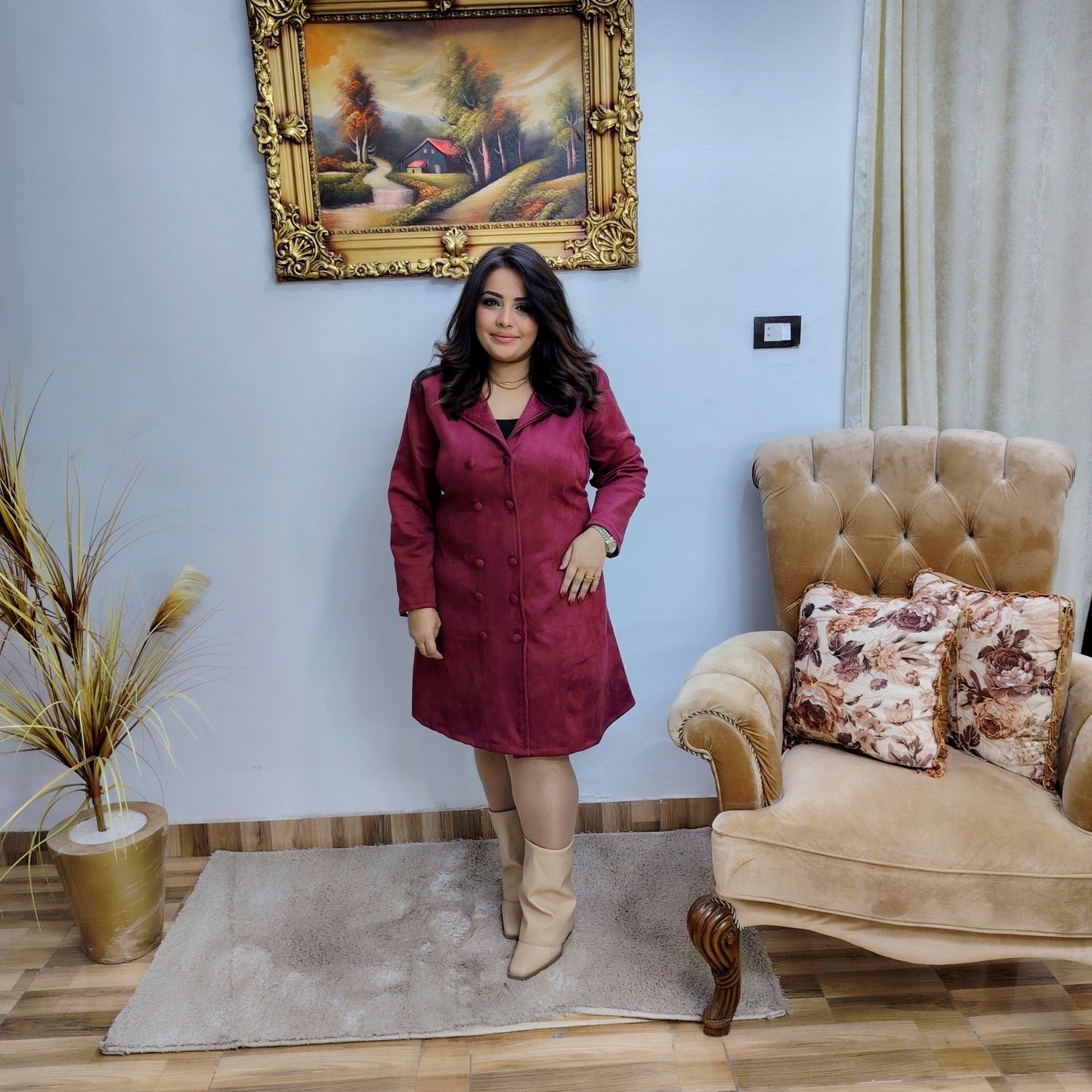 Burgundy Shamoa Winter Coat