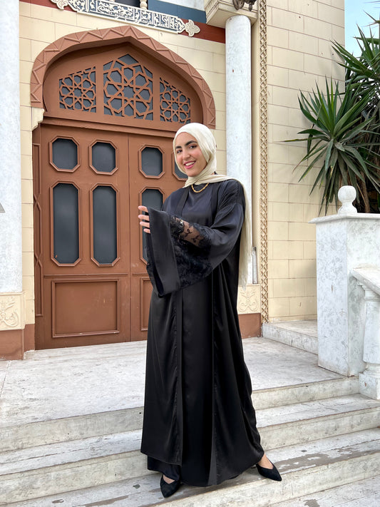 Elegant Black Abaya with Dress