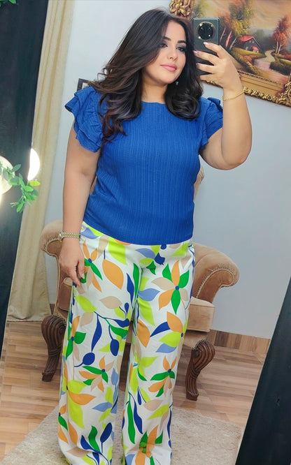 بنطال مزين بالورود