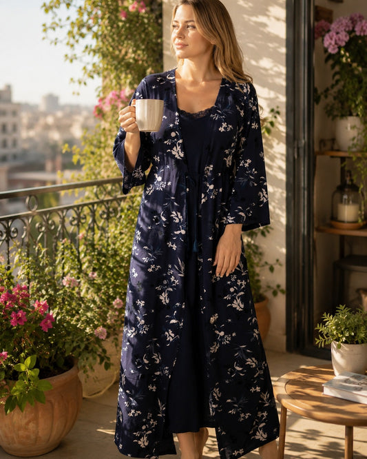 Midnight Bloom Robe Set