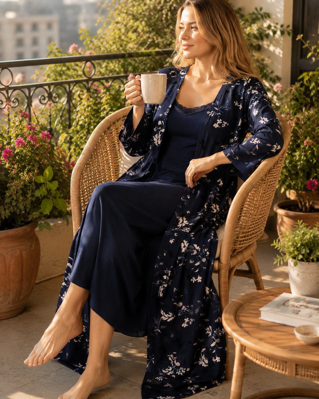 Midnight Bloom Robe Set