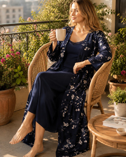 Midnight Bloom Robe Set