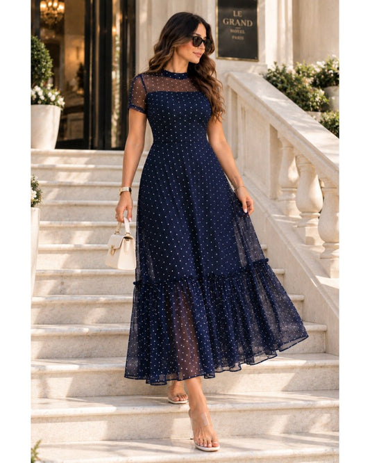 Midnight Dots Chiffon Dress