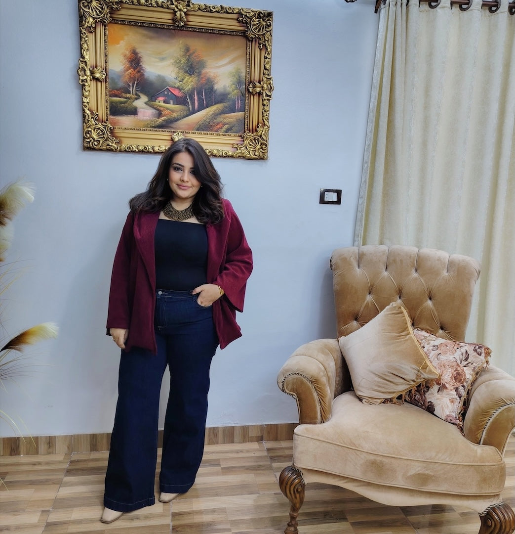 Ribbed Velvet Lycra Hooded Jacket – Soft Elegant Layer