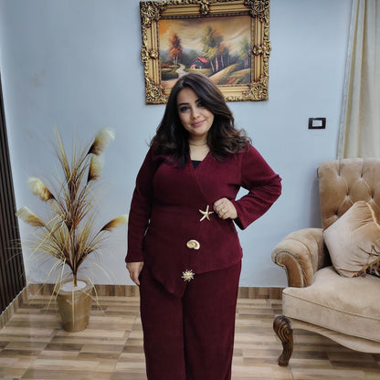 Ribbed Velvet Lycra Set – Elegant Comfort Fit