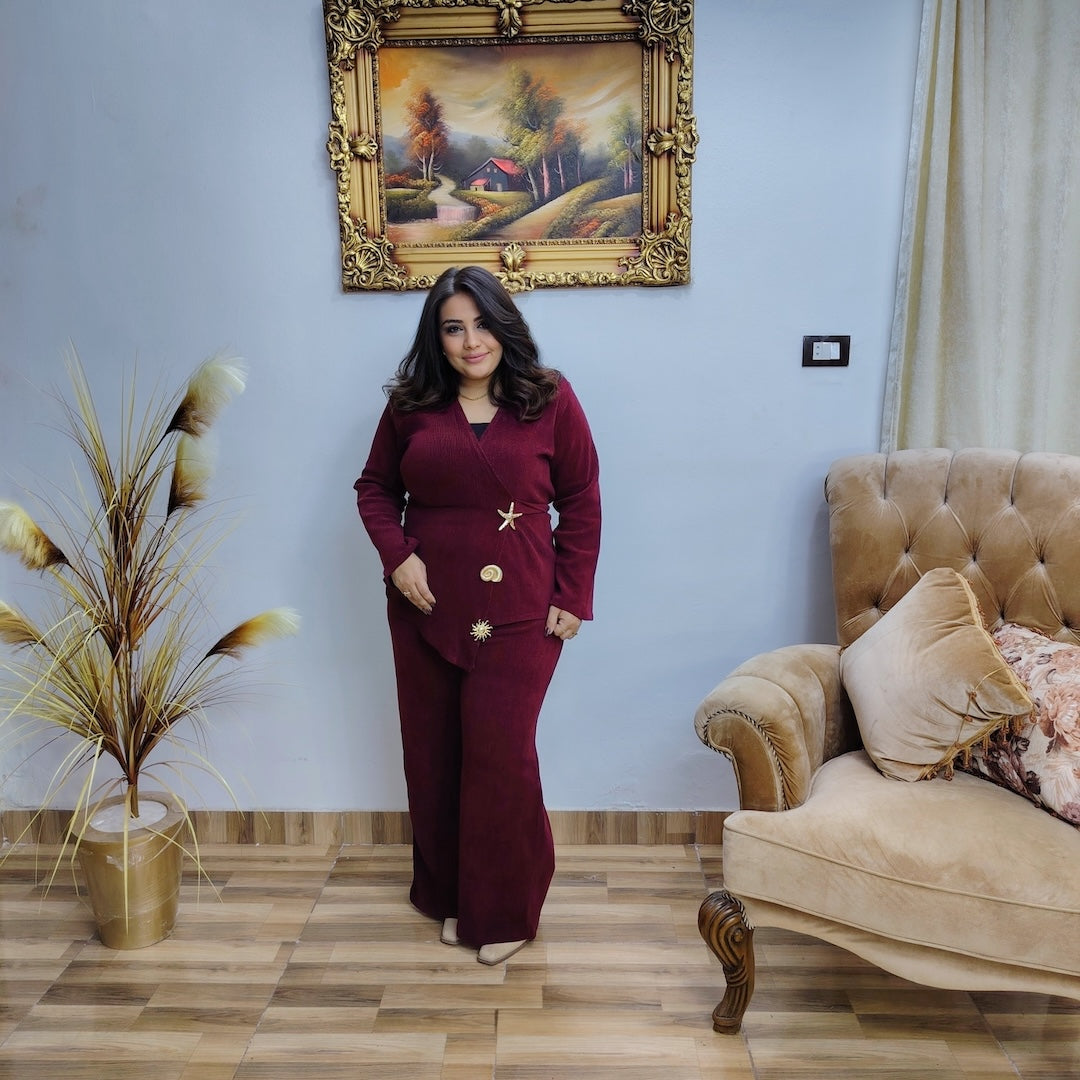 Ribbed Velvet Lycra Set – Elegant Comfort Fit