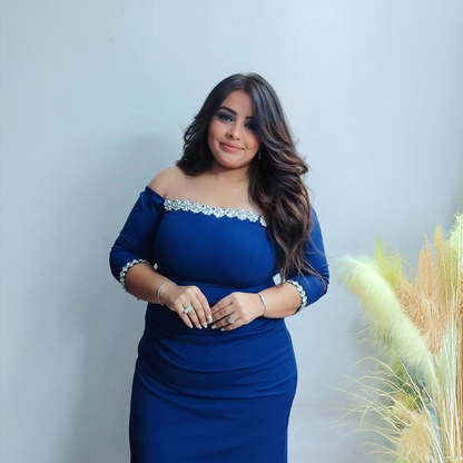 Royal Blue Off-Shoulder Evening Dress