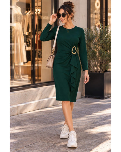 Ruffle Rozalen Midi Dress - Green