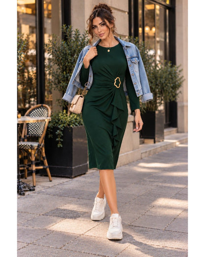 Ruffle Rozalen Midi Dress - Green