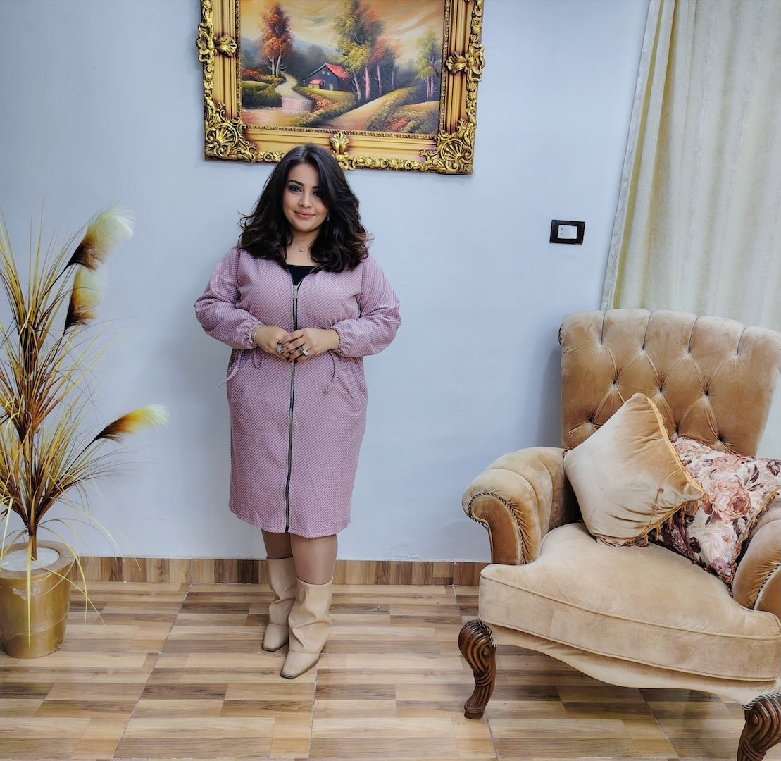 Tweed Wool Hooded Coat Dress – Casual Elegant Fit