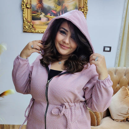 Tweed Wool Hooded Coat Dress – Casual Elegant Fit