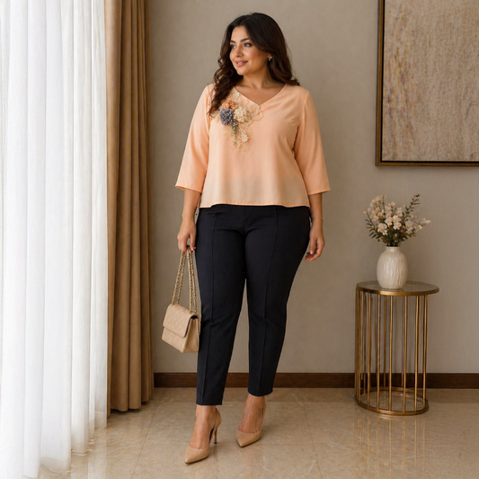 Women’s Elegant Floral Embroidery Top