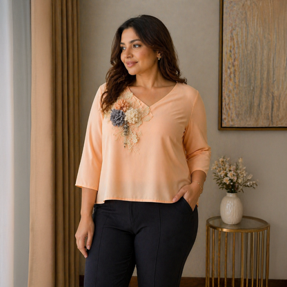 Women’s Elegant Floral Embroidery Top