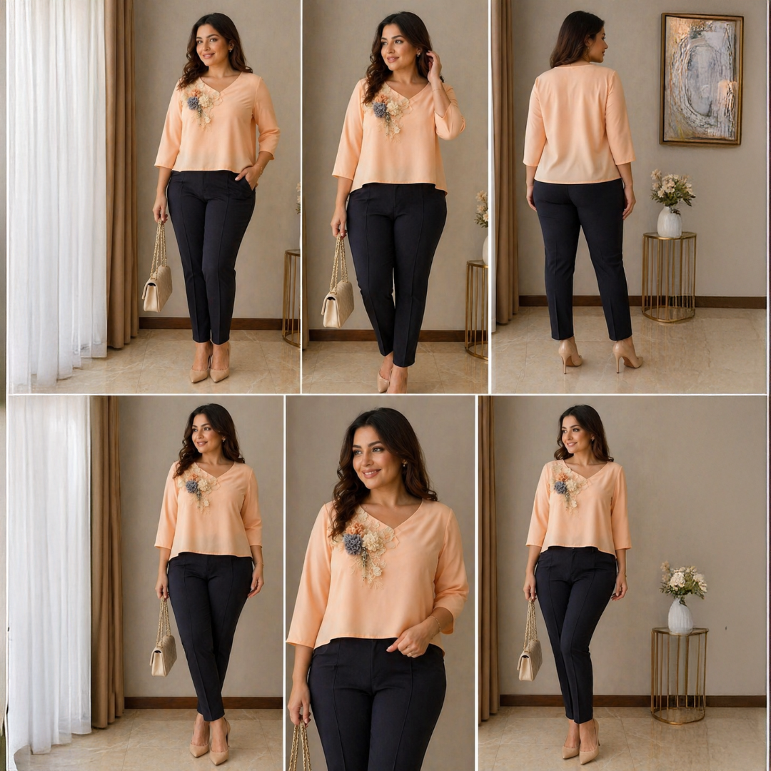 Women’s Elegant Floral Embroidery Top