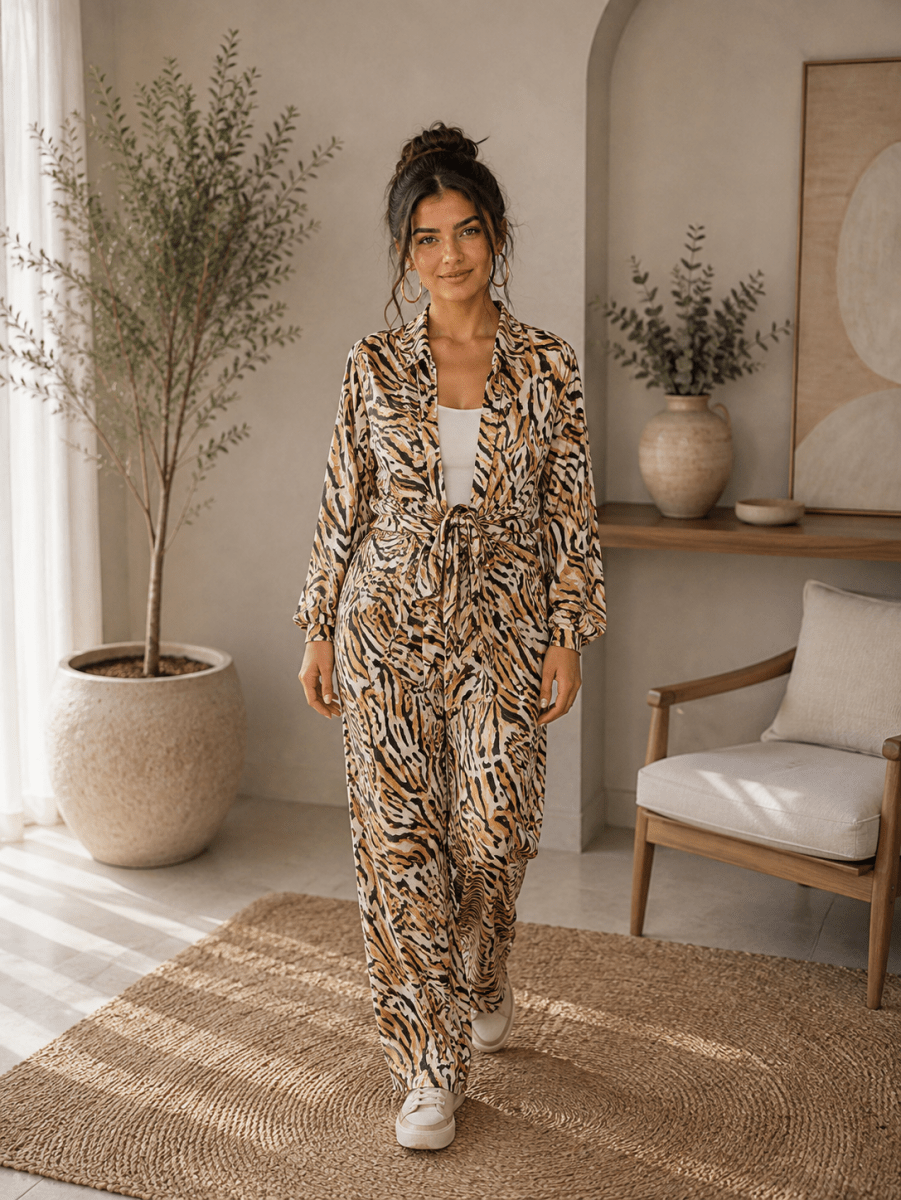Tiger Print Summer Suit – Sateen Armani, front view