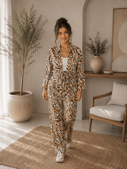 Tiger Print Summer Suit – Sateen Armani, front view